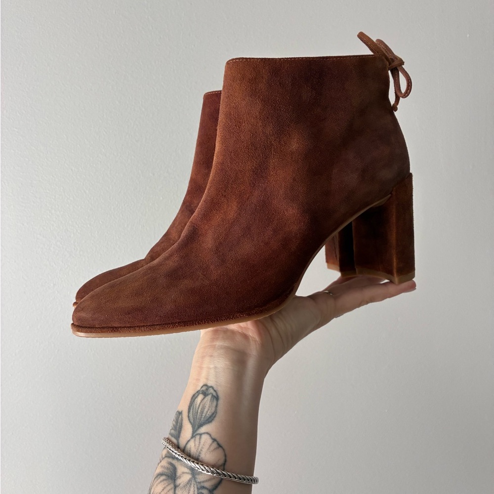 Stuart Weitzman Rust Brown Suede Ankle Booties